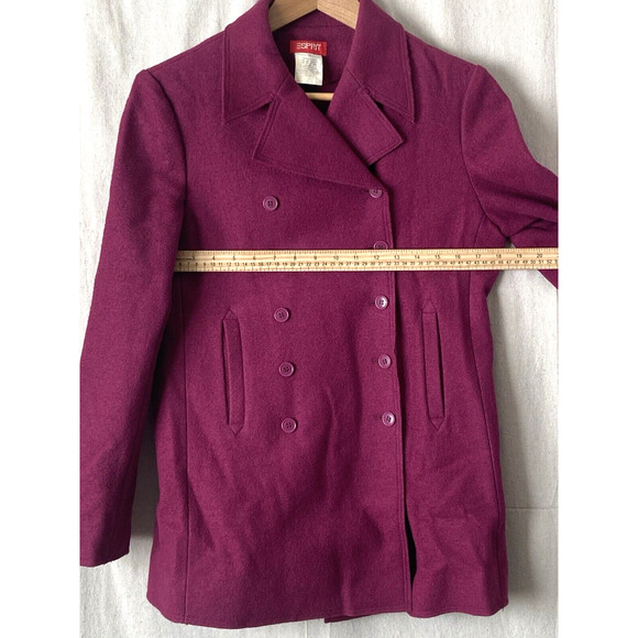 Vintage Esprit Womens Hipster Classic Wool Pea Coat Size M Pink Outdoors Cozy - Picture 4 of 6